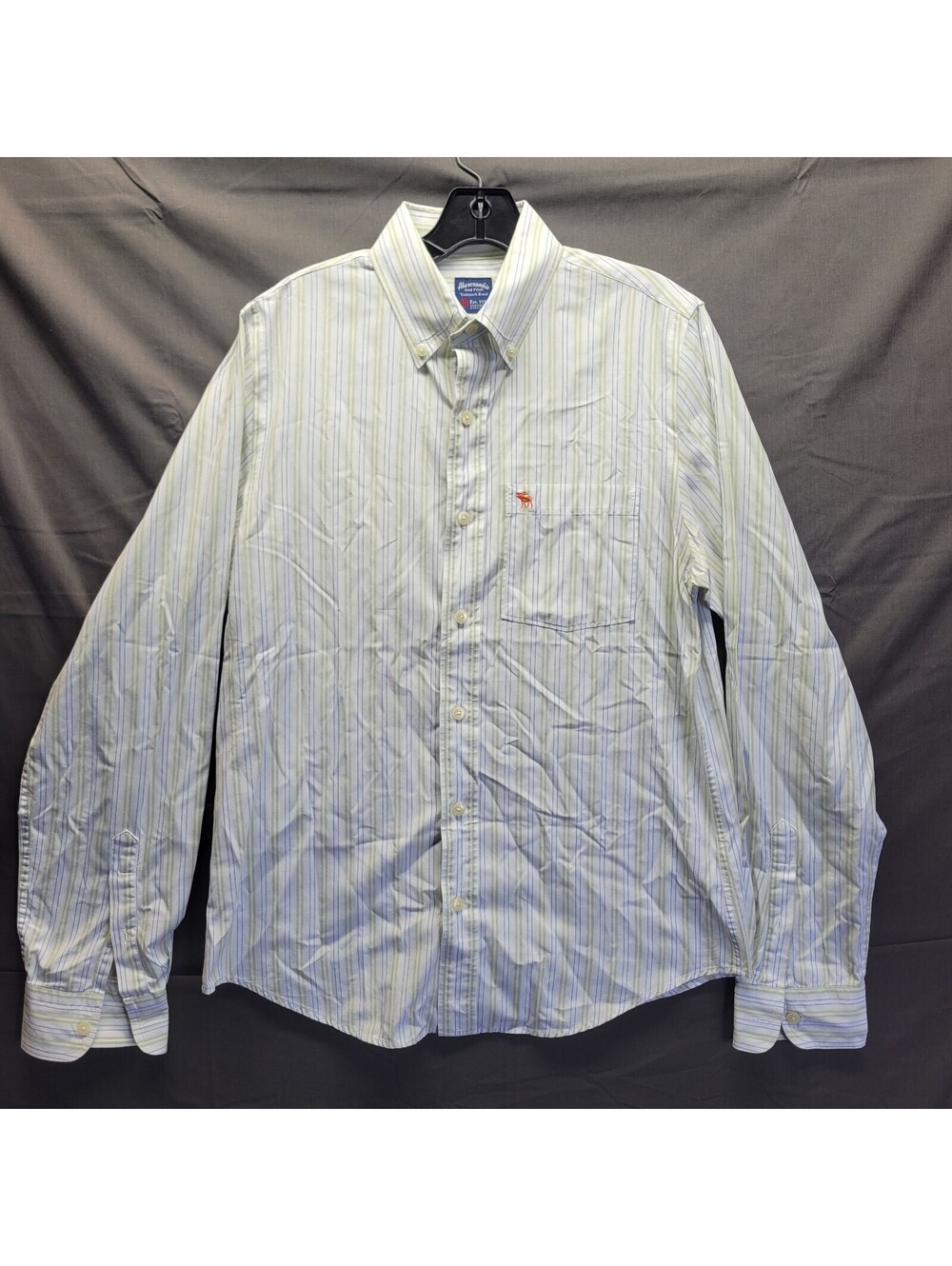 Vintage Abercrombie Fitch Button Up Shirt Mens Medium  Muscle Fit Blue Yellow